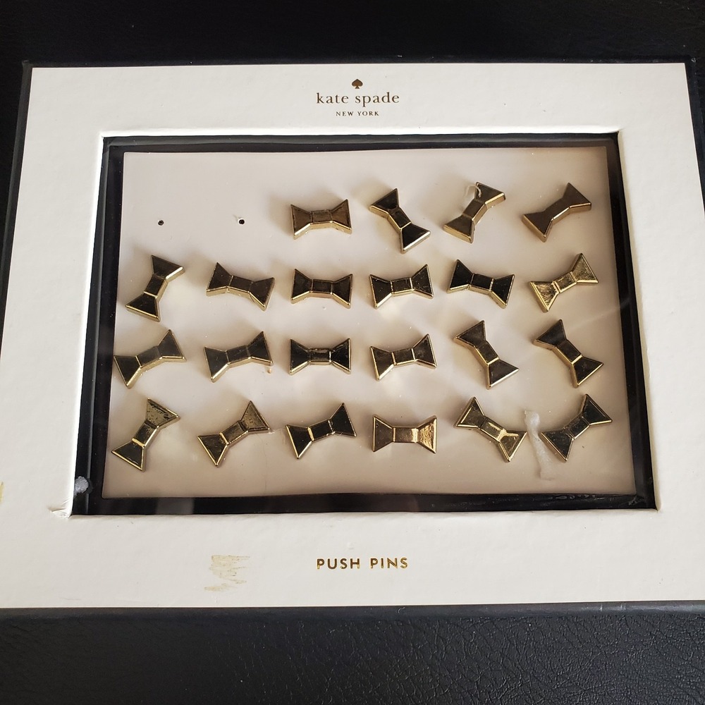 Kate Spade New‎ York Push Pins Set /22 Gold Classic Bow Design IOB